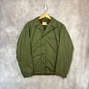 Vintage WWII USN Navy N-4 Deck Short Jacket Coat Olive Drab Mens Size 36